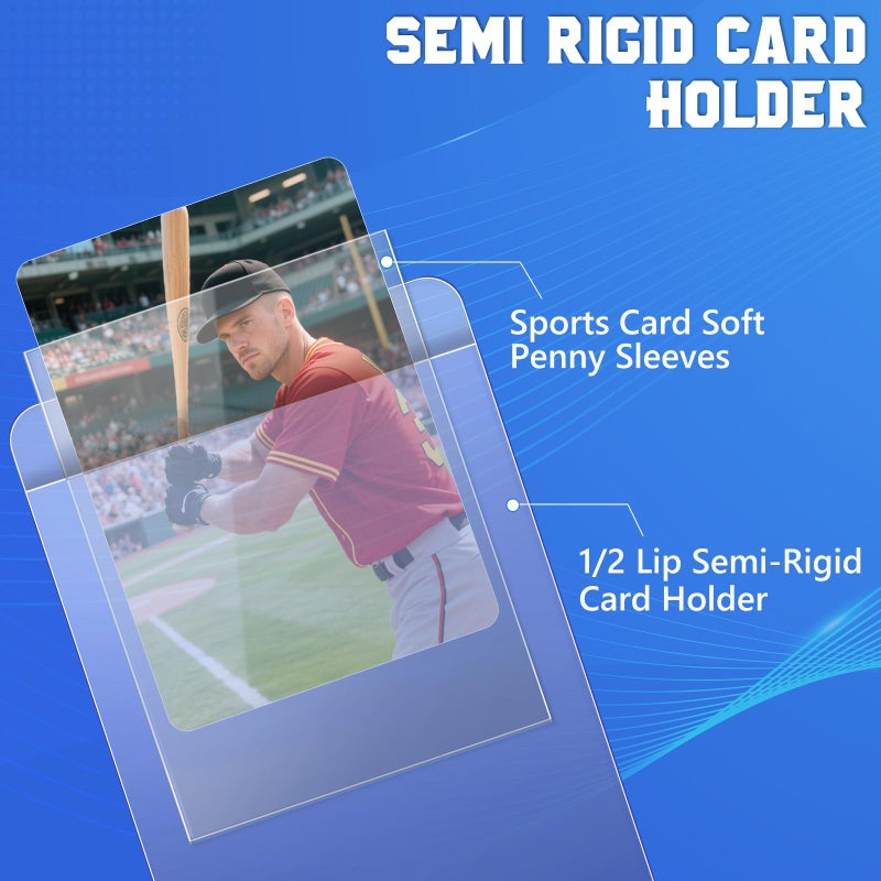 DEDC 400 Bulk Pack Card Sleeves-200 Semi Rigid Card Holder & 200 Penny Sleeves for Trading Cards, Rigid Card Sleeves and Thick Card Sleeves Soft Trading Card Shipping Double Protection - Image 2